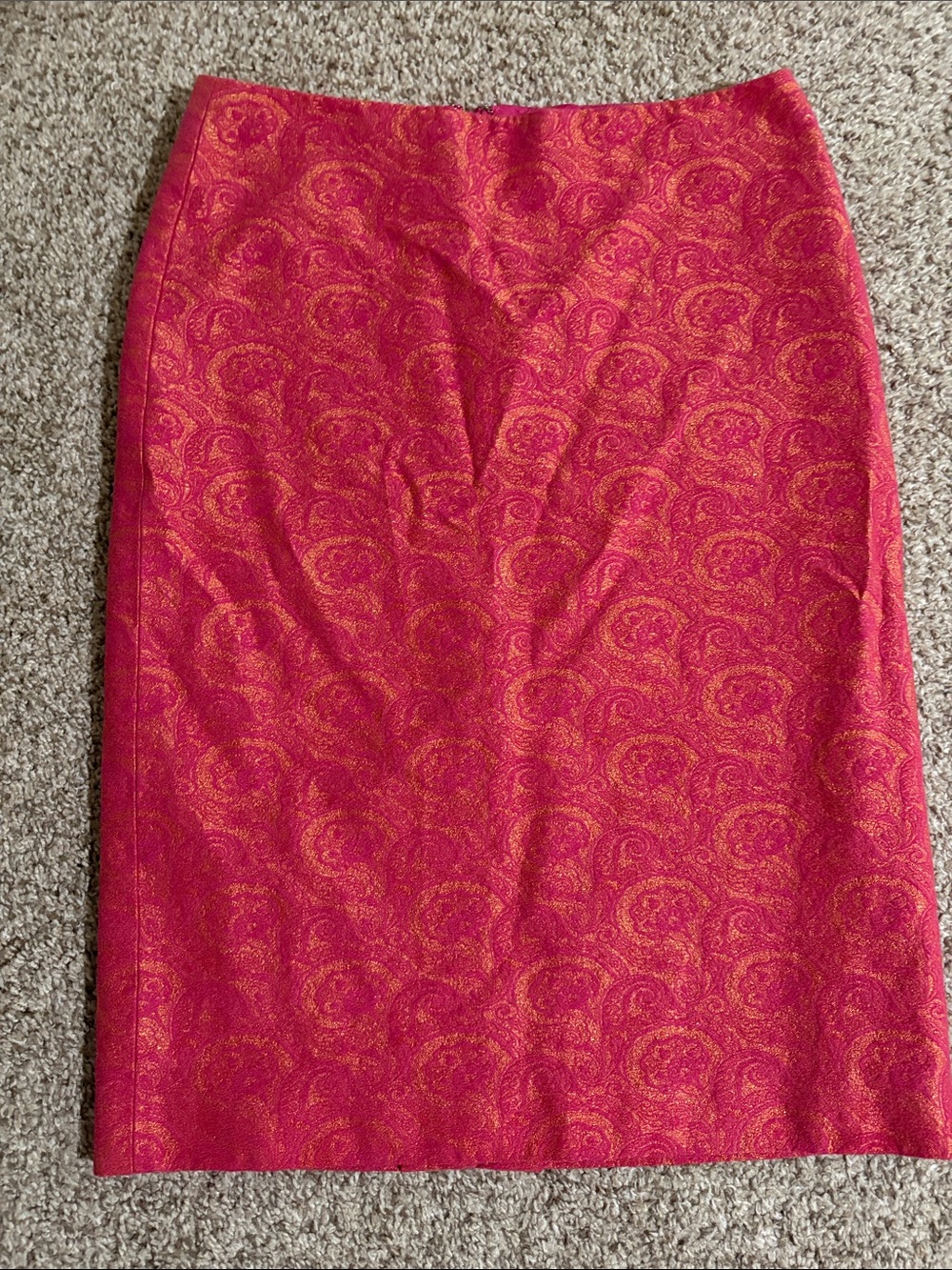 Red Paisley Pencil Skirt - Womens